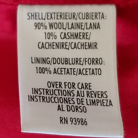 Vintage Women's L Casual Corner Red Wool Cashmere Coat Lined Toggles Pockets - Picture 12 of 13